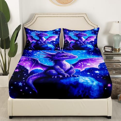 Manfei Galaxy Dragon Queen Sheet Set with 2 Pillowcases