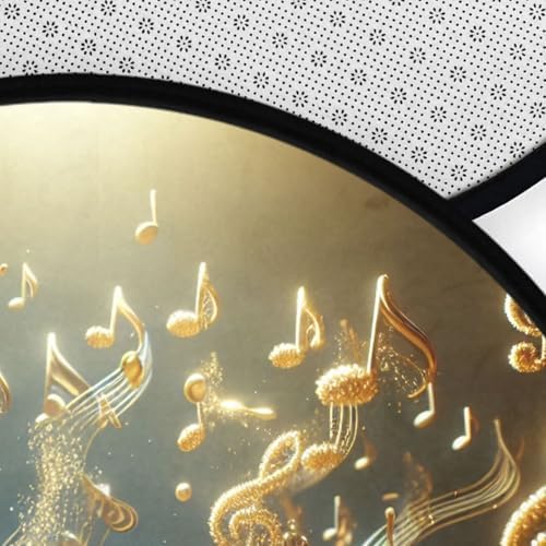 Glowing Music Note Round Rug 3ft Non Slip