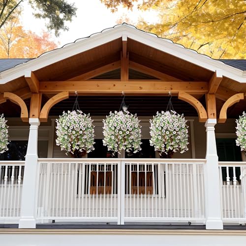 Ammyoo Artificial Hanging Daisy Flower Basket with Planter Boxwood