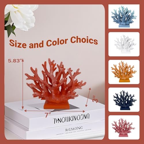 58 H Red Orange Coral Decor - Resin Statue
