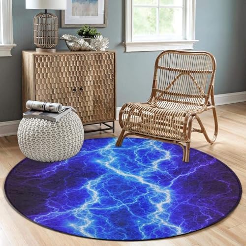 Modern Cool Purple Blue Circle Area Rug 60inch