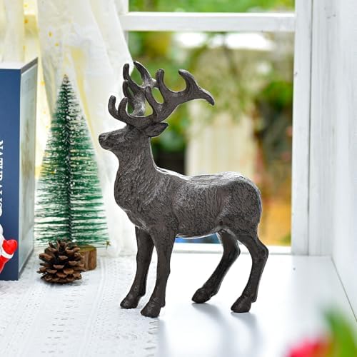 Sungmor Cast Iron Deer Statue for Christmas Decor