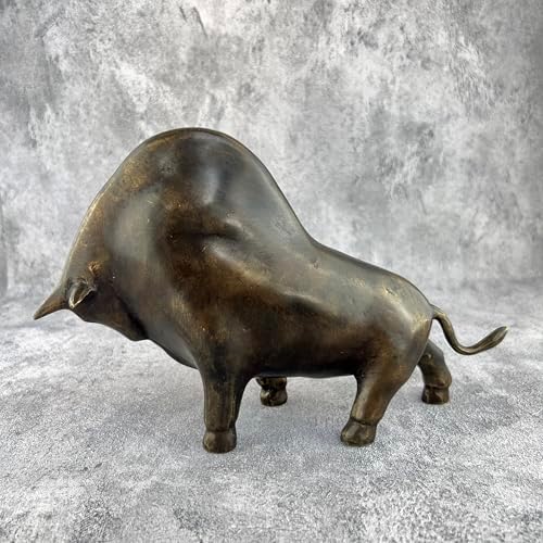 Abstract Brass Bison Statue Brown Goodwin-11