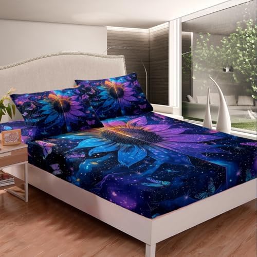 Manfei Sunflower Bed Sheet Set - Deep Pocket Twin with Pillowcase