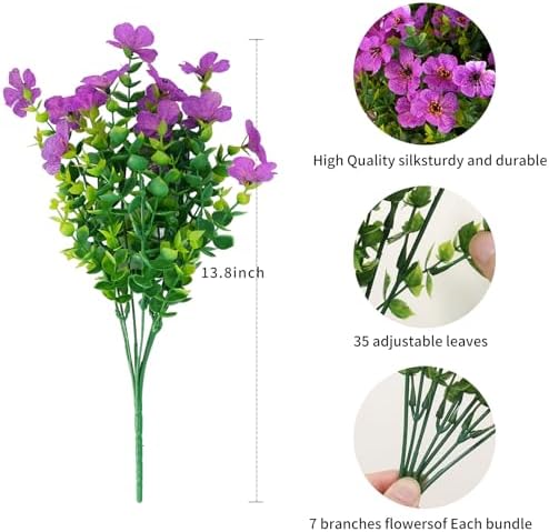 16 Bundles UV Resistant Artificial Flowers for Indoor and Outdoor