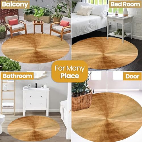 EORC 6ft Round Wool Rug Lollipop Gold Hand-Tufted Design