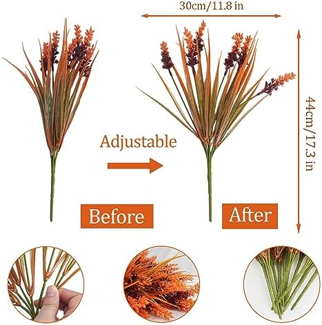 40 Bundles Fall Flowers Artificial Orange Lavender Grass UV Resistant