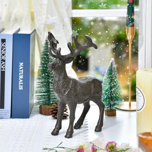 Sungmor Cast Iron Deer Statue for Christmas Decor