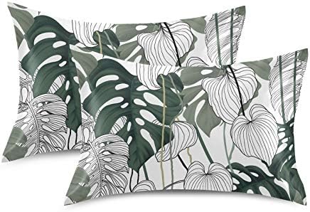 Satin Pillowcase with Tropical Palm Pattern Envelope Closure
