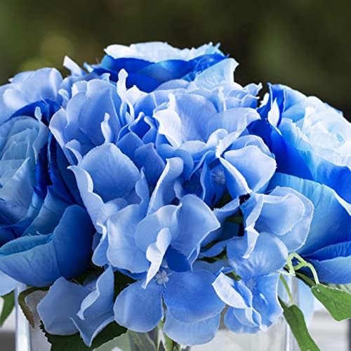 ENOVA FLORAL Blue Mixed Silk Flowers with Vase