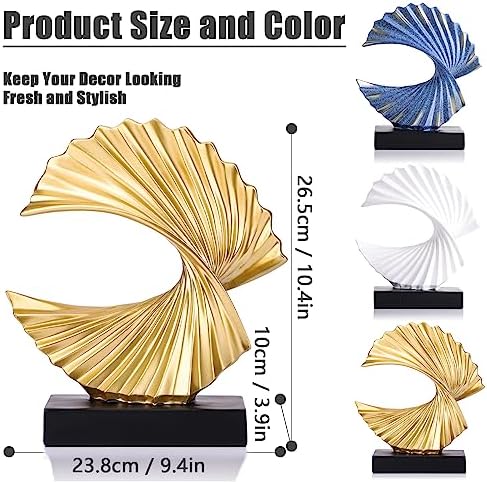 GAOSHENG Blue Gold Wave Sculpture Modern Home Decor Statue