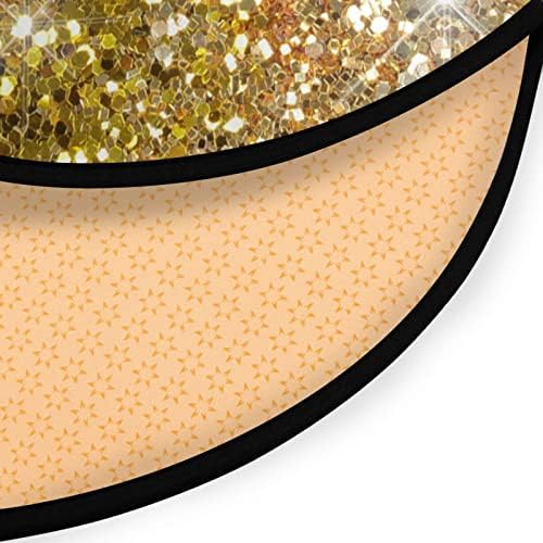 Sparkle Glitter Gold Round Area Rug 3ft