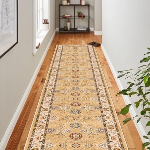 RUUGME Washable Area Rug - 26x12 Non-Slip Distressed Kitchen Runner