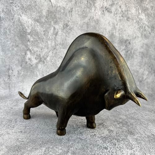 Abstract Brass Bison Statue Brown Goodwin-11