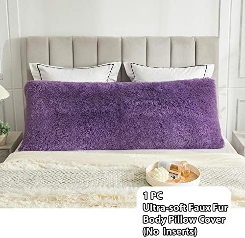 LIFEREVO Shaggy Body Pillow Cover Purple 1
