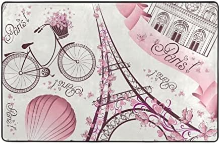 Pink Paris Eiffel Tower Area Rug 60x39