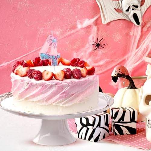 Pink Spider Web Number Birthday Candle 4-Pack