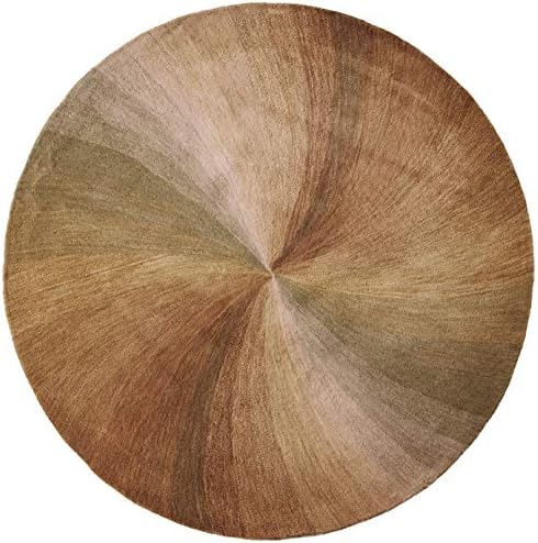 EORC 6ft Round Wool Rug Lollipop Gold Hand-Tufted Design
