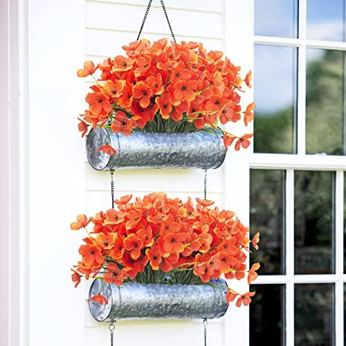 Grunyia 20 Bundles Artificial Flowers Outdoor Decor Orange