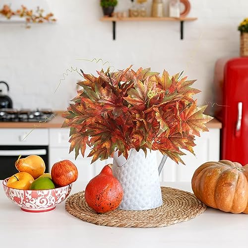 NT NIETING 2PCS Artificial Maple Bushes for Fall Decor