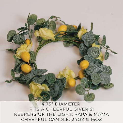 A Cheerful Giver Eucalyptus Lemon Rose Artificial Wreath Candle Ring