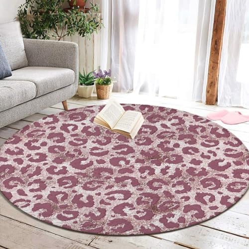 Modern Pink Rose Gold Glitter Circle Area Rug 36inch