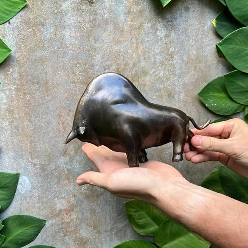 Abstract Brass Bison Statue Brown Goodwin-11