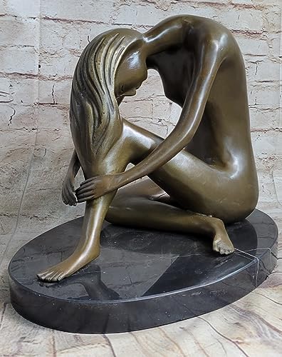 European Bronze Sculpture Sitting Nude Lady Figurine