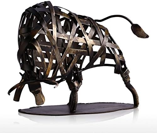 Tooarts Contemporary Iron Sculpture Cattle Statue Decor Accents