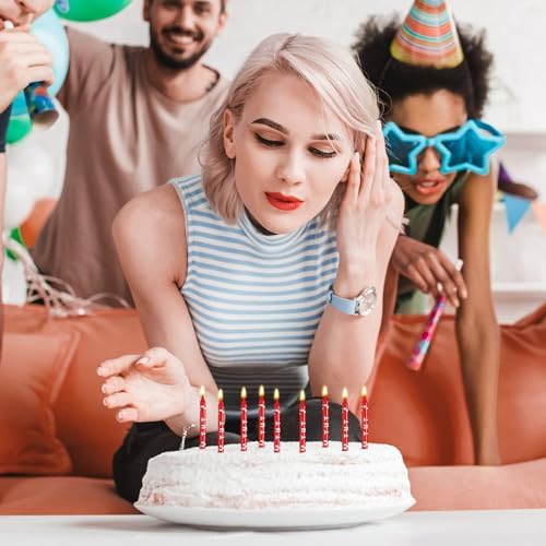 12pcs Red Pixel TNT Birthday Candles for Cakes