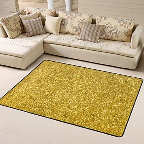 JZDACH Gold Glitter Area Rug 60x39 Queen Size