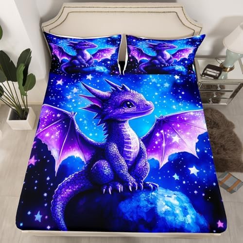 Manfei Galaxy Dragon Queen Sheet Set with 2 Pillowcases