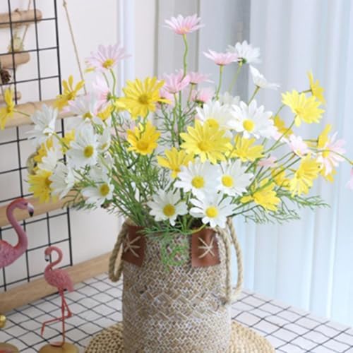 OUKEYI Artificial Flowers 10 Bundles White Yellow