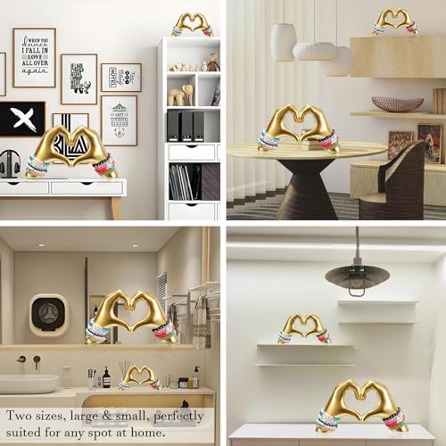 2Pcs Golden Heart Hands Statue - Love Decor for Home