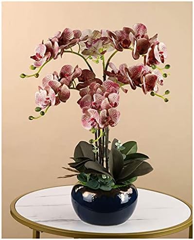 TONPOP Artificial Flower Set with Ceramic Vase - Orange and Brown