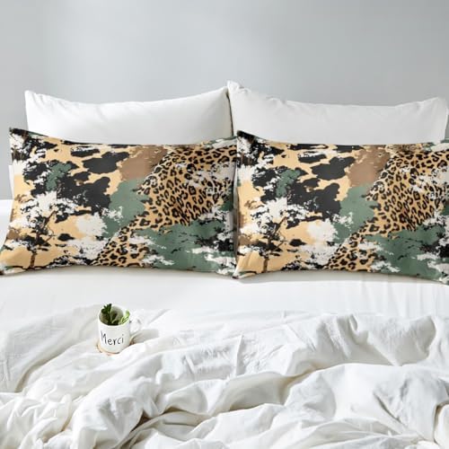 Manfei Leopard Print Bed Sheet Set Twin with Pillowcase