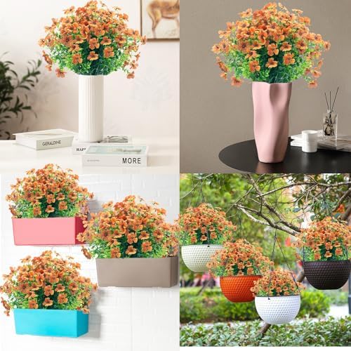 20 Bundles Artificial Orange Red Outdoor Flowers