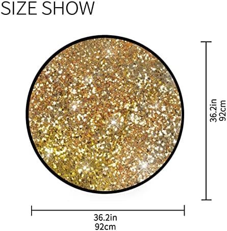 Sparkle Glitter Gold Round Area Rug 3ft