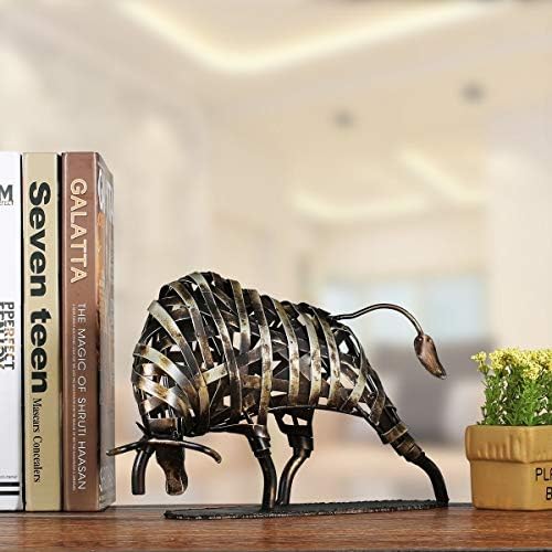 Tooarts Contemporary Iron Sculpture Cattle Statue Decor Accents