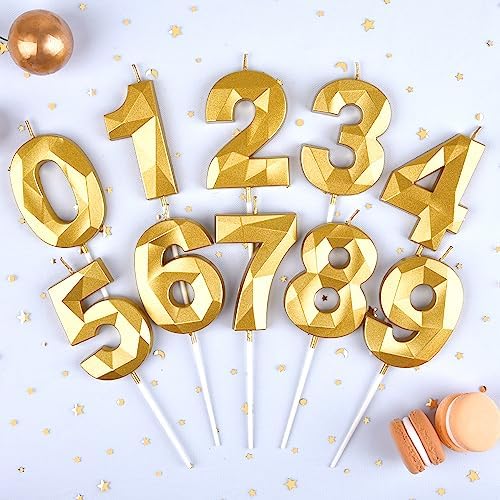 276 Inch Crystal Gold 10 Number Birthday Candles
