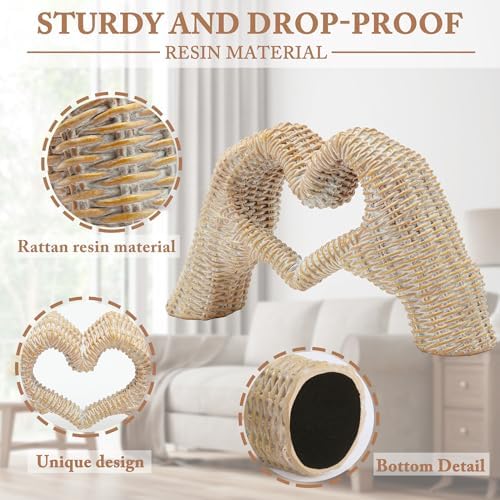 Heart Hands Sculpture Rattan Decor for Home