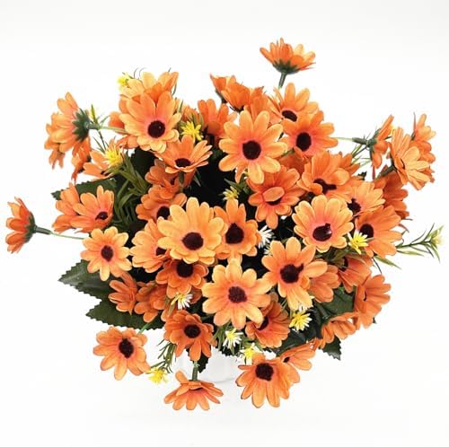 CATTREE Artificial Orange Daisy Flower Bouquet 4 Pack