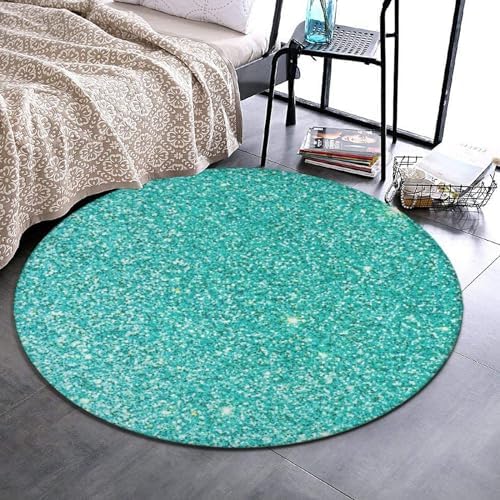 Meaudiwes Teal Blue Flannel Rug Non-Slip Round Mat