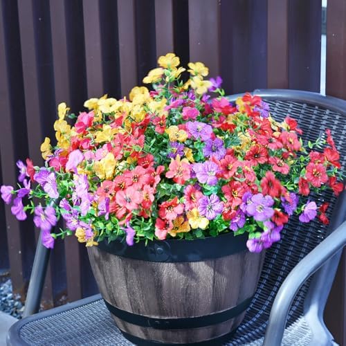 LADADA 12 Bundles Artificial Flowers for Outdoor Use