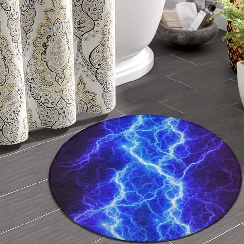 Modern Cool Purple Blue Circle Area Rug 60inch