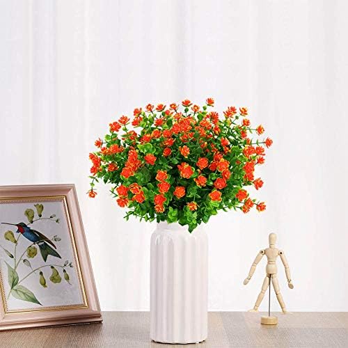 KLEMOO Artificial Flowers UV Resistant Orange Red