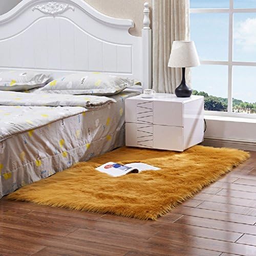 CHITONE Fluffy Faux Fur Rug Mat 2x3ft Sheepskin Floor Cover