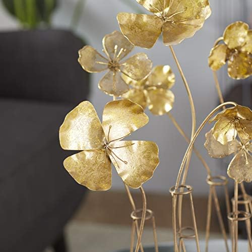 Deco 79 Gold Metal Floral Statue Decor 16x9x21