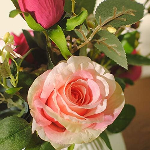 Artificial Rose and Hydrangea Flower Set with Ceramic Vase 1