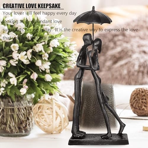 Eternal Love Couple Statue Kissing Under Umbrella 1